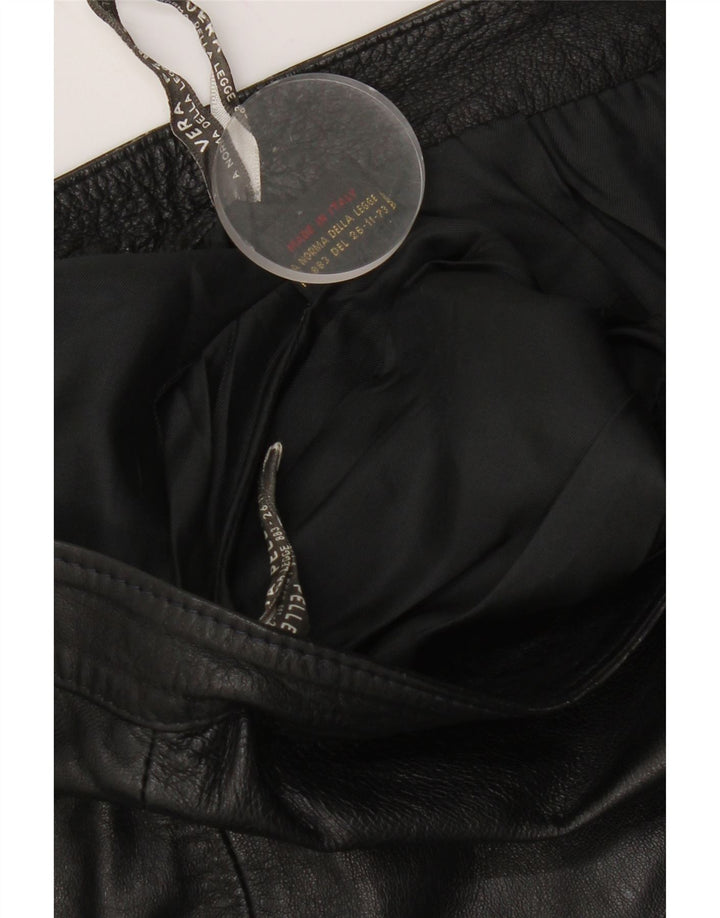 Gonna longuette in pelle da donna vintage W32 grande in pelle nera