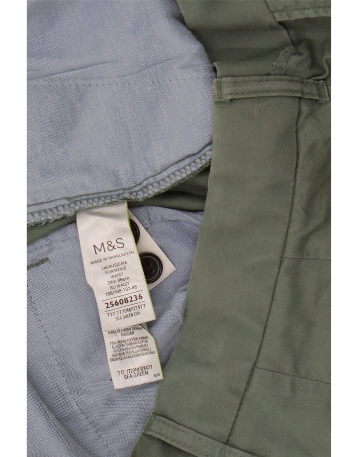 Pantaloncini chino da uomo Marks & Spencer W34 grandi in cotone verde
