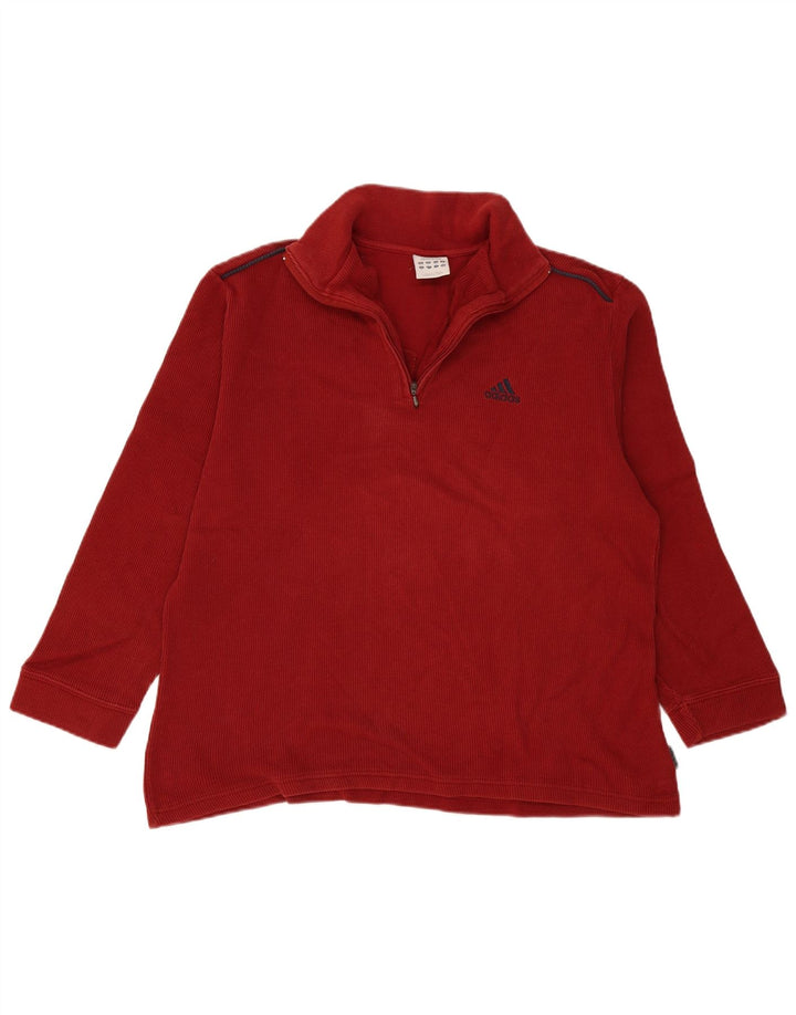 Felpa Adidas da uomo con zip e collo, colore rosso medio