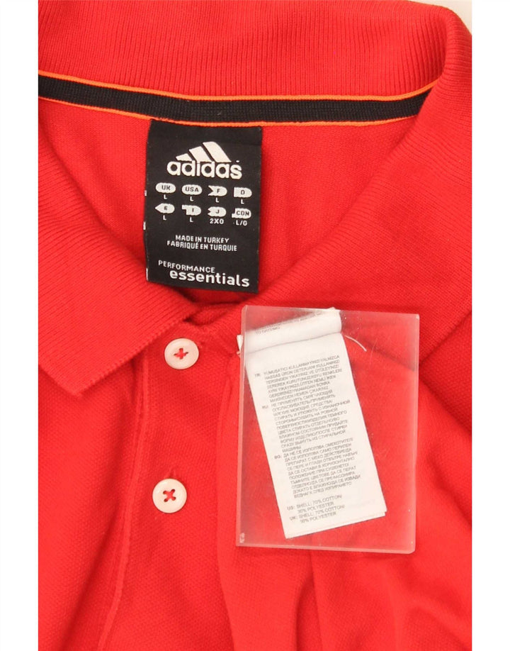 Polo Adidas Climalite da uomo grande in cotone rosso