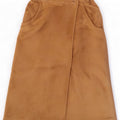 Gonna a portafoglio vintage in pelle scamosciata da donna IT 42 media W27 in pelle beige