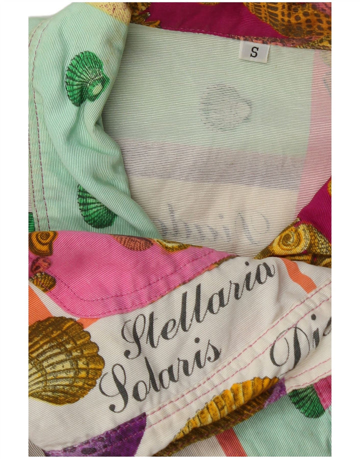 Giacca Bolero grafica da donna vintage UK 10 piccola viscosa multicolore