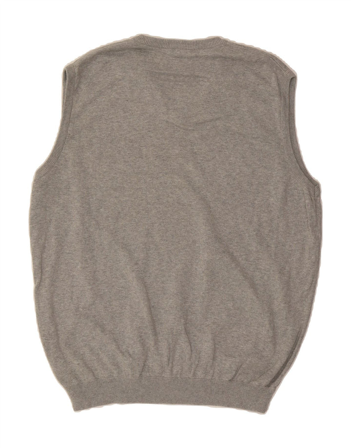 MARKS & SPENCER Mens Vest Tank Top XL Grey Argyle/Diamond Cotton Vintage Marks & Spencer and Second-Hand Marks & Spencer from Messina Hembry 