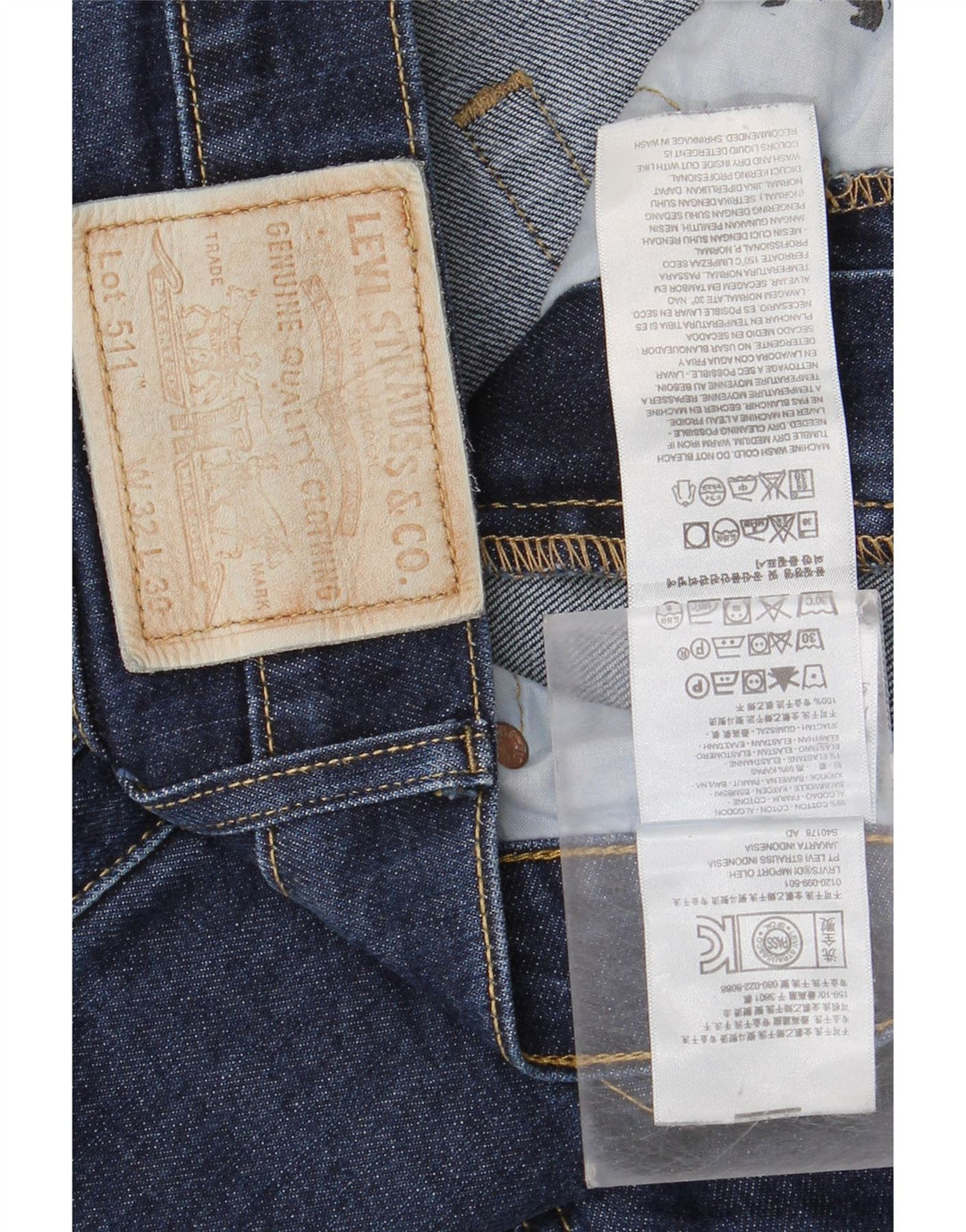 Levi's Uomo 511 Slim Jeans W32 L30 Blu Navy Cotone