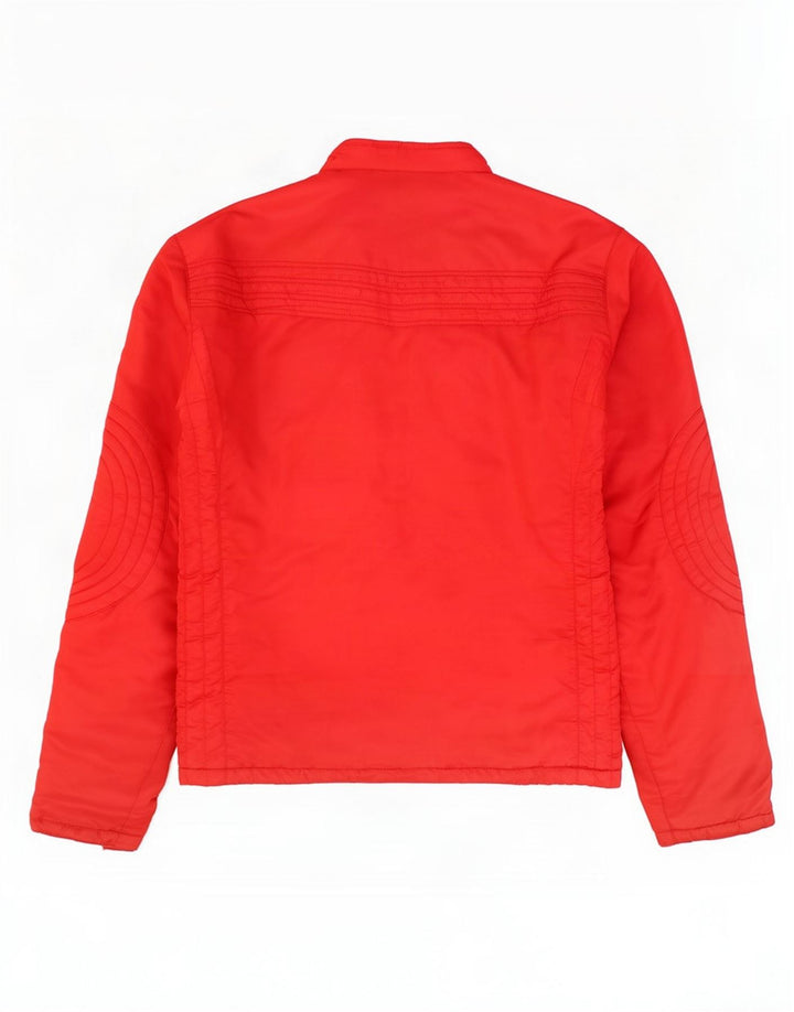 Giubbotto bomber vintage da uomo UK 36 piccolo poliestere color block rosso