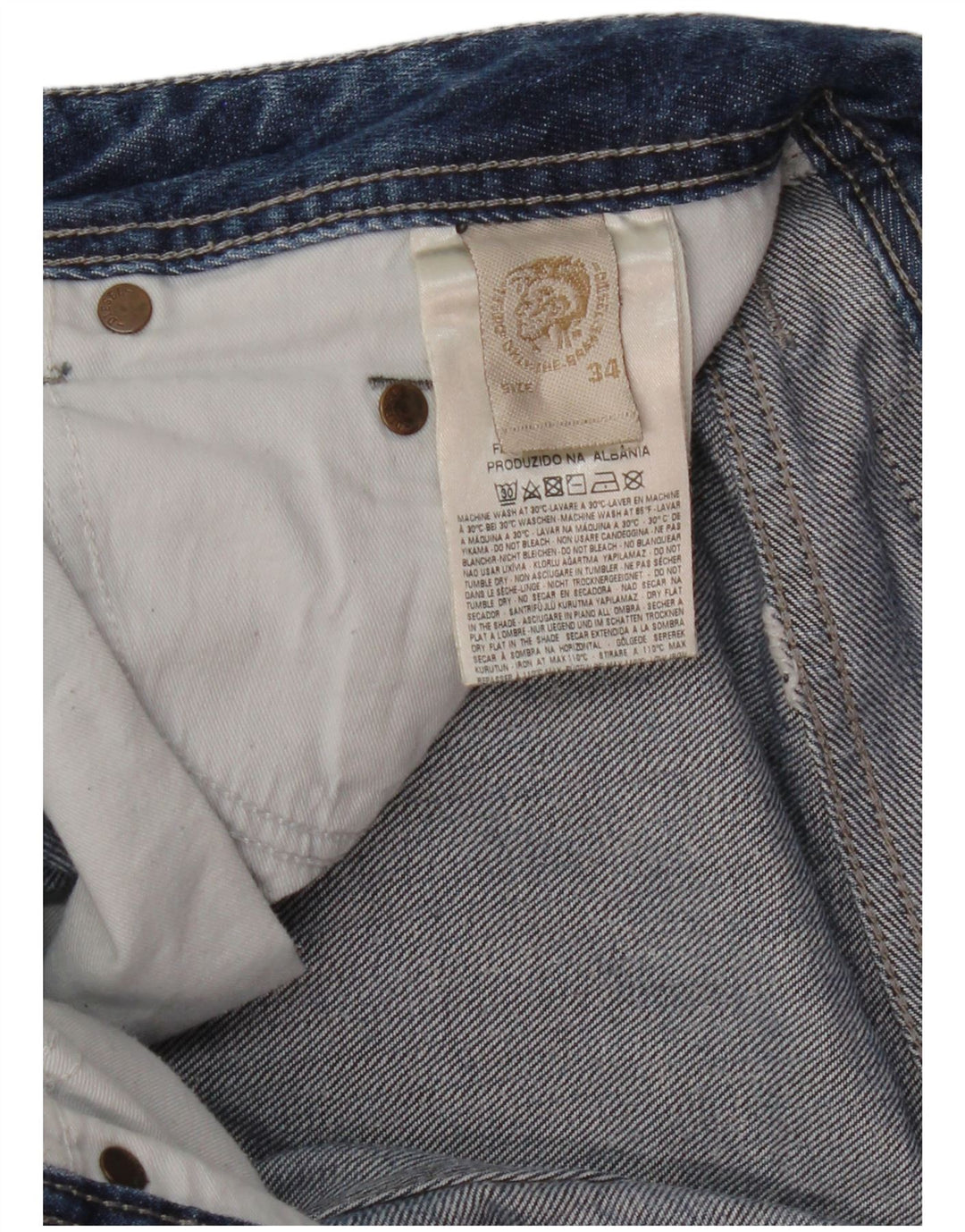 Jeans dritti da uomo Diesel W34 L32 in cotone blu