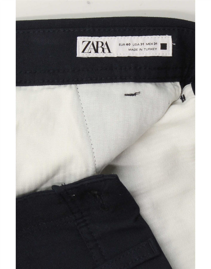 Pantaloni chino slim da uomo Zara EU 40 medio W31 L29 poliestere blu navy