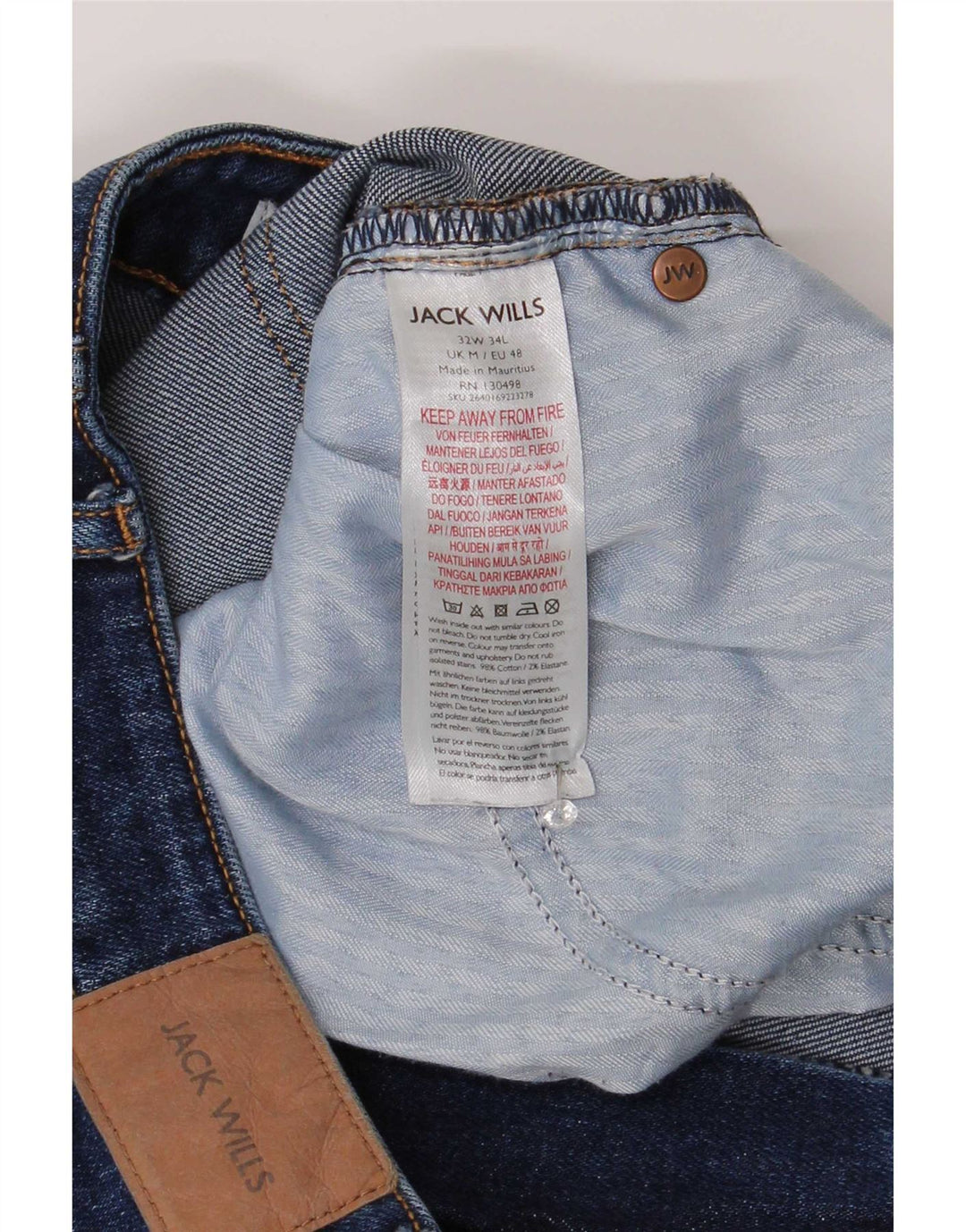 Jeans slim da uomo Jack Wills W32 L30 cotone blu
