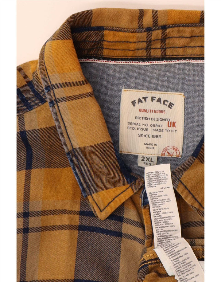 Camicia in flanella da uomo Fat Face 2XL in cotone a quadri gialli