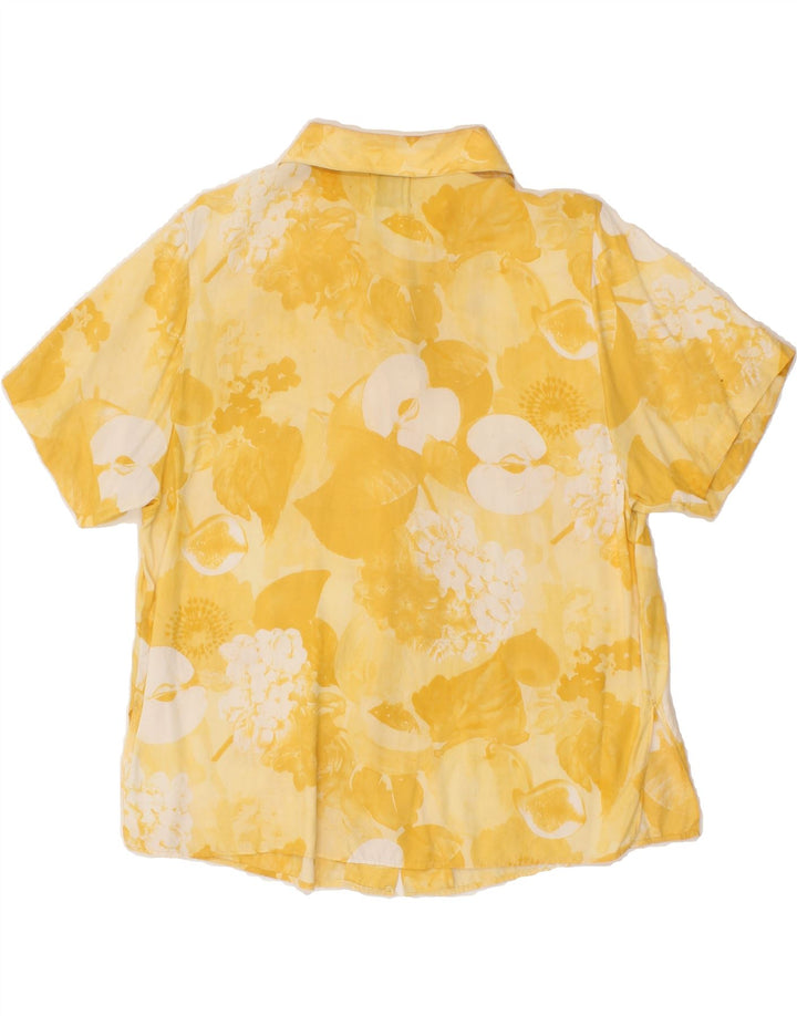 BENETTON Womens Short Sleeve Shirt Blouse IT 42 Medium Yellow Floral Vintage Benetton and Second-Hand Benetton from Messina Hembry 