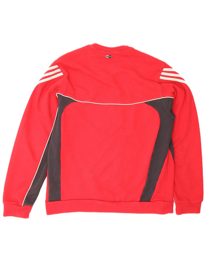 Felpa ADIDAS da uomo Climalite, maglione in cotone color block rosso medio