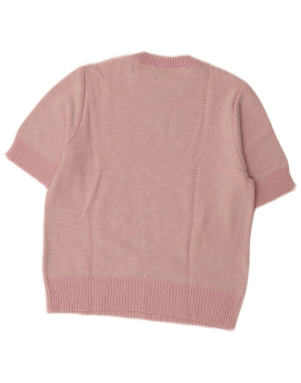 Maglione maglione girocollo da donna vintage IT 44 rosa medio floreale