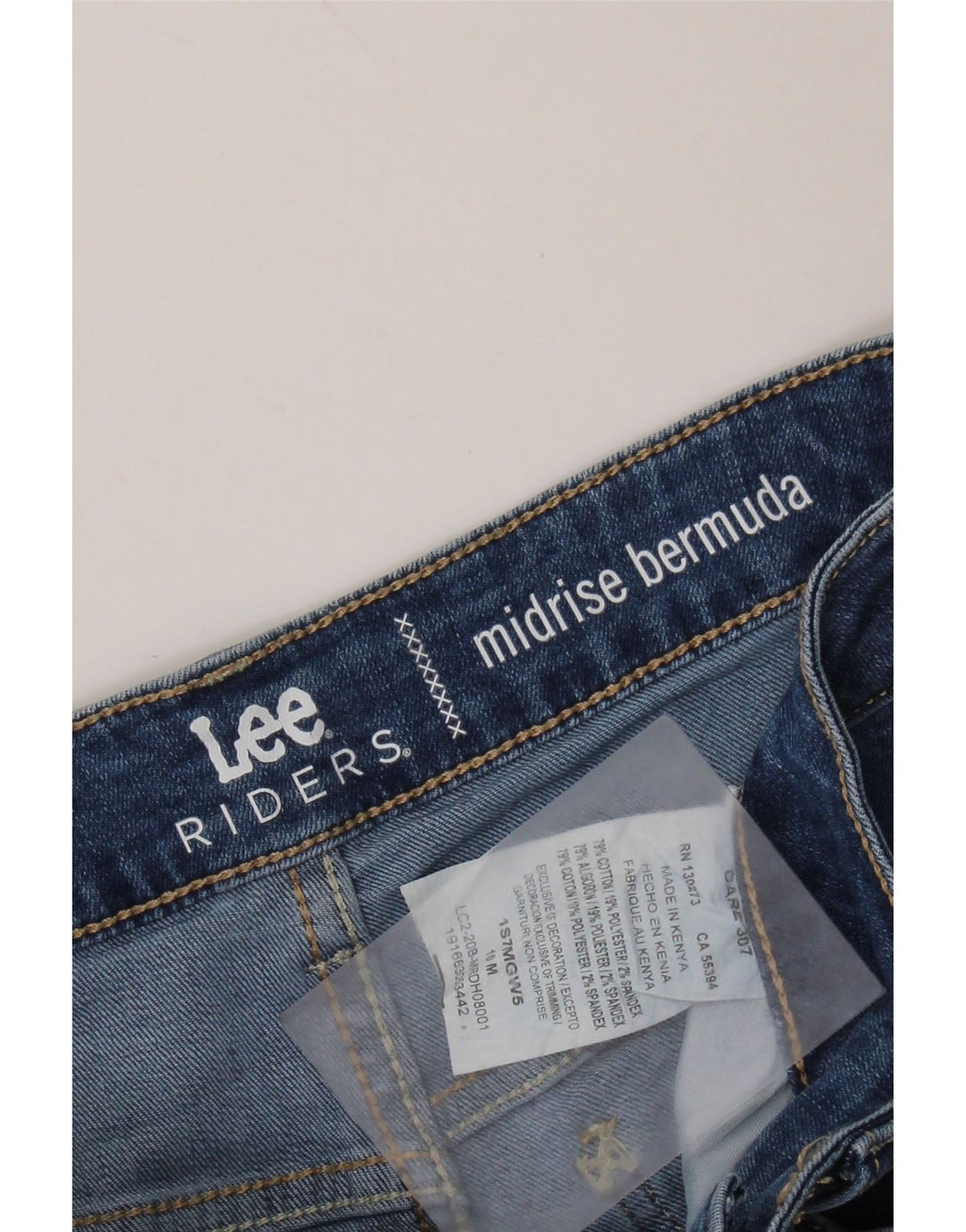 Pantaloncini di jeans Bermuda a vita media da donna LEE Riders US 10 Large W30 Blu