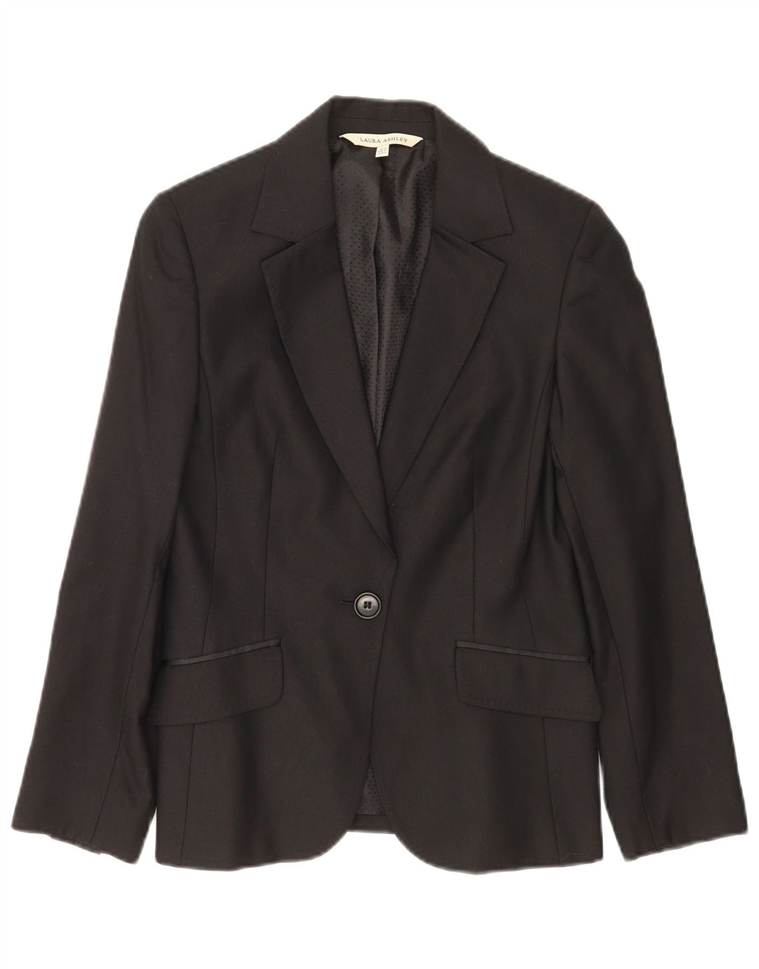Giacca blazer a 1 bottone da donna Laura Ashley UK 10 piccola in lana nera