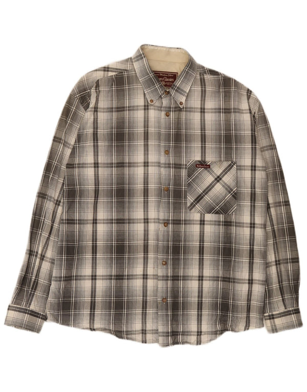 Camicia da uomo Marlboro Classics in cotone a quadri grigi grandi