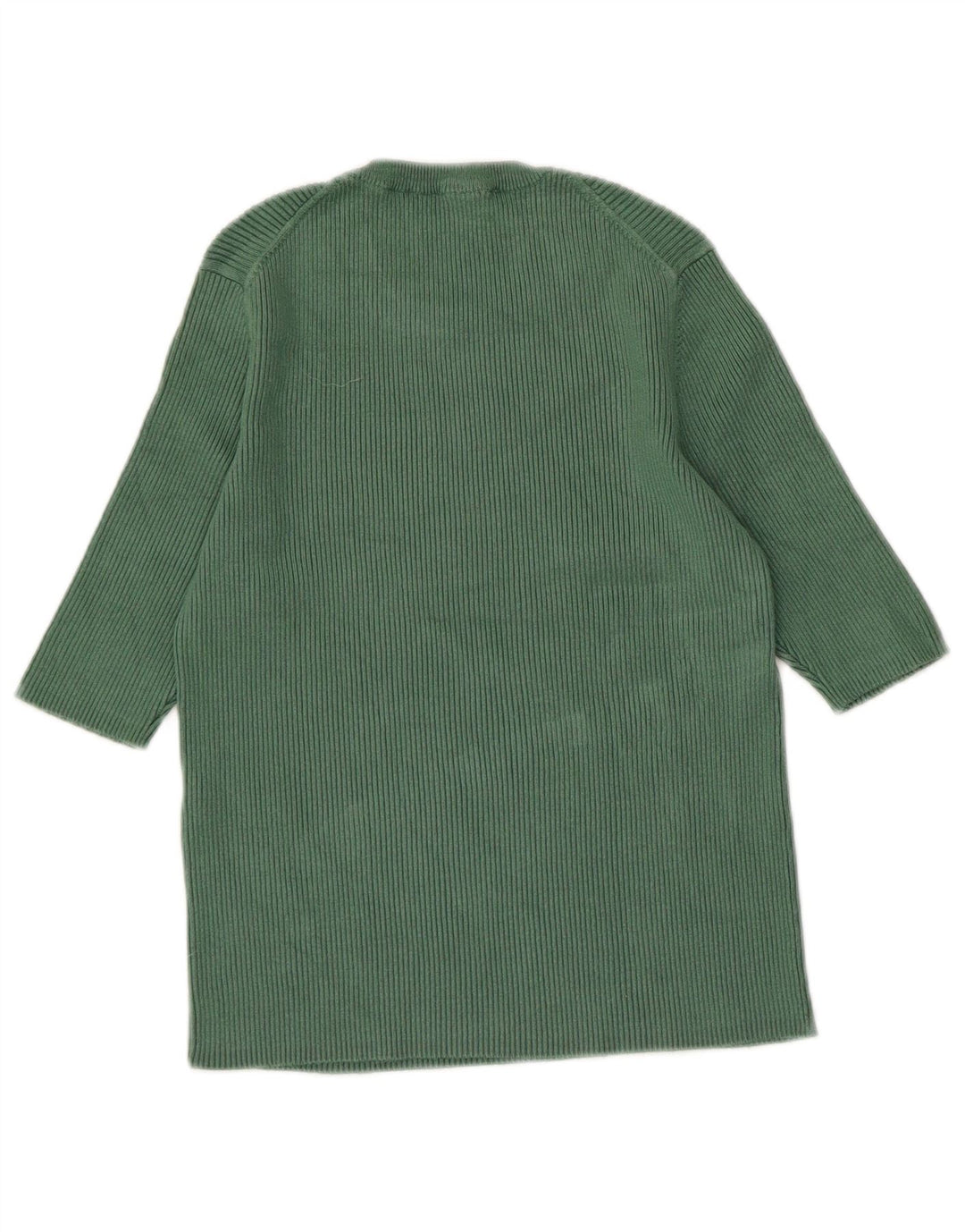 Maglione girocollo a mezza manica da donna Zara UK 14 Viscosa verde medio