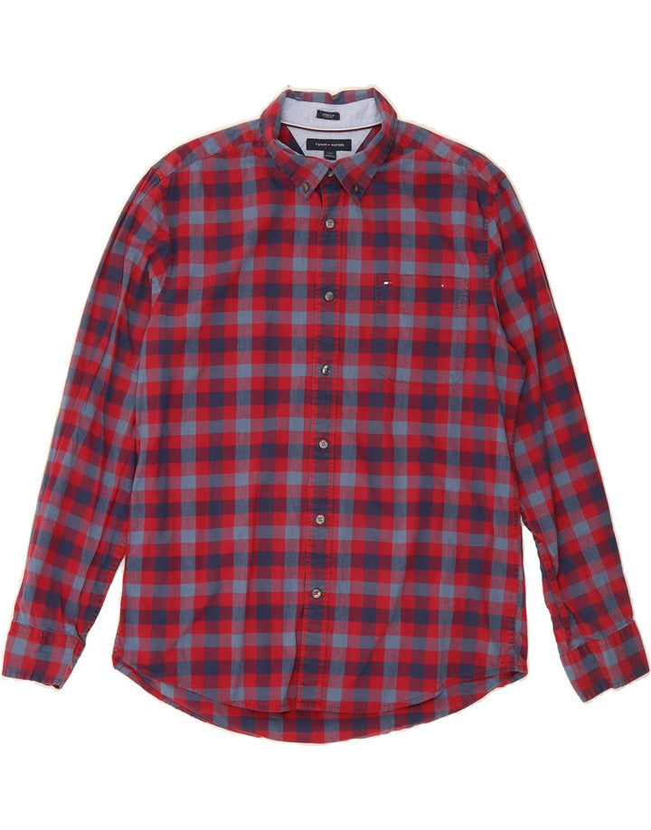 TOMMY HILFIGER Mens Shirt Large Red Check Cotton Vintage Tommy Hilfiger and Second-Hand Tommy Hilfiger from Messina Hembry 