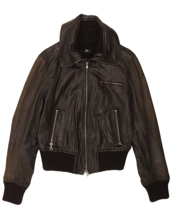 Giacca in pelle corta da donna Zen IT 46 grande in pelle nera