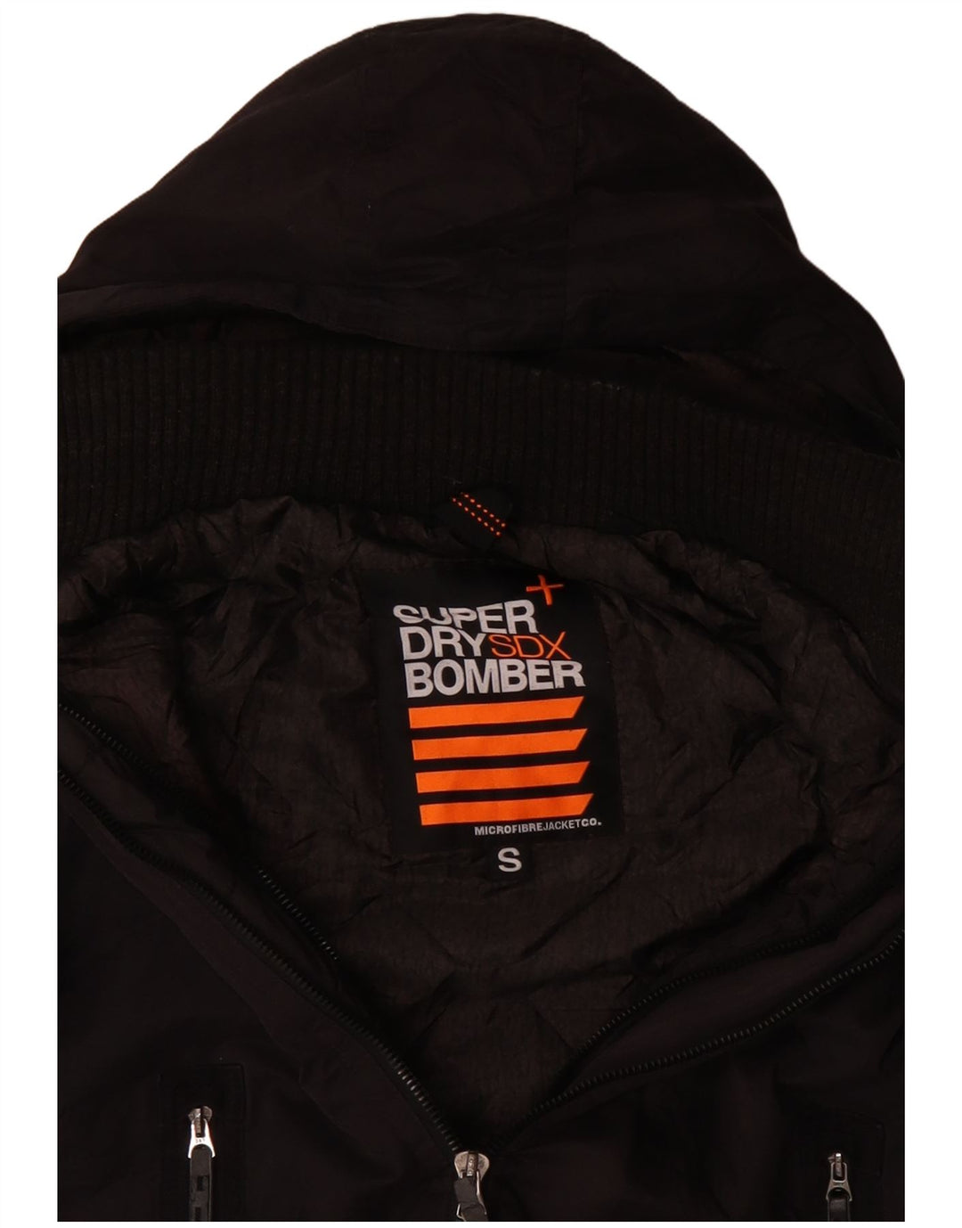 Giubbotto bomber con cappuccio da uomo Superdry UK 36 piccolo poliestere nero