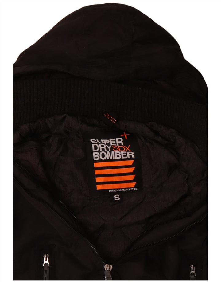 Giubbotto bomber con cappuccio da uomo Superdry UK 36 piccolo poliestere nero