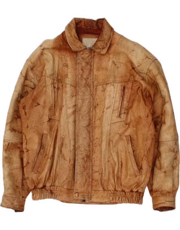 Giacca in pelle da uomo VINTAGE UK 40 Grande retrò in pelle marrone