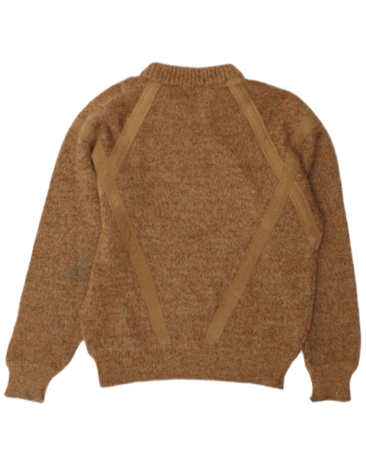 Maglione vintage da uomo girocollo, grande beige screziato