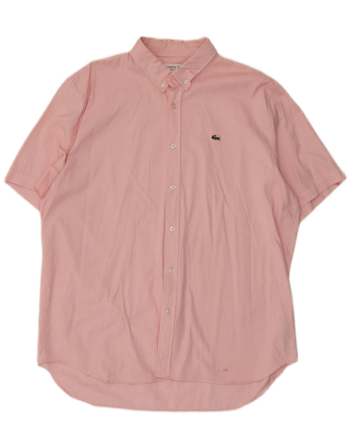 Camicia LACOSTE da uomo a maniche corte vestibilità regolare taglia 44 XL cotone rosa