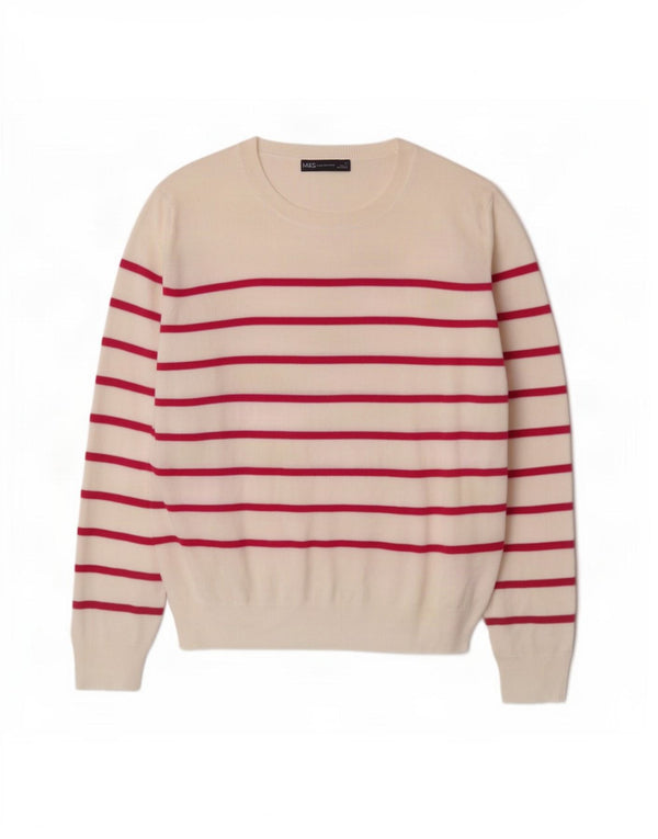 Maglione maglione girocollo da donna Marks & Spencer UK 16 grande bianco sporco