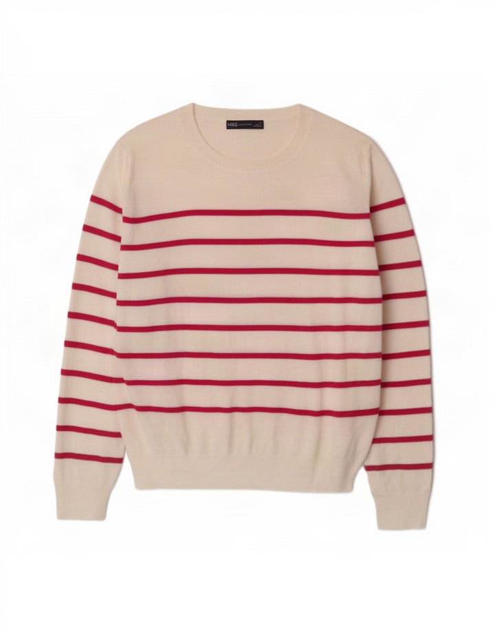 Maglione maglione girocollo da donna Marks & Spencer UK 16 grande bianco sporco