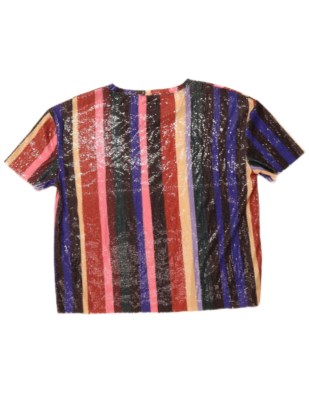 ZARA Camicetta Trafaluc da Donna Top UK 16 Large a Righe Multicolori