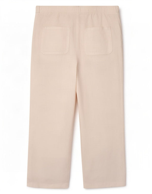 Pantaloni chino a gamba larga da donna Marks & Spencer UK 18 XL W38 L27 Lino bianco