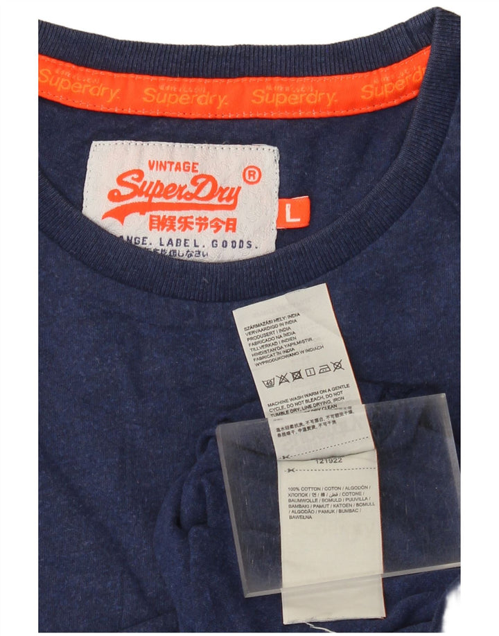 T-shirt da uomo Superdry Top Large in cotone blu navy