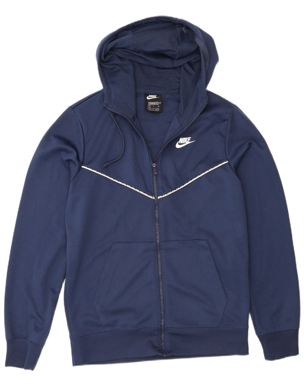 Felpa con cappuccio e zip Nike, vestibilità standard, da uomo, piccola, blu navy, in poliestere, sportiva