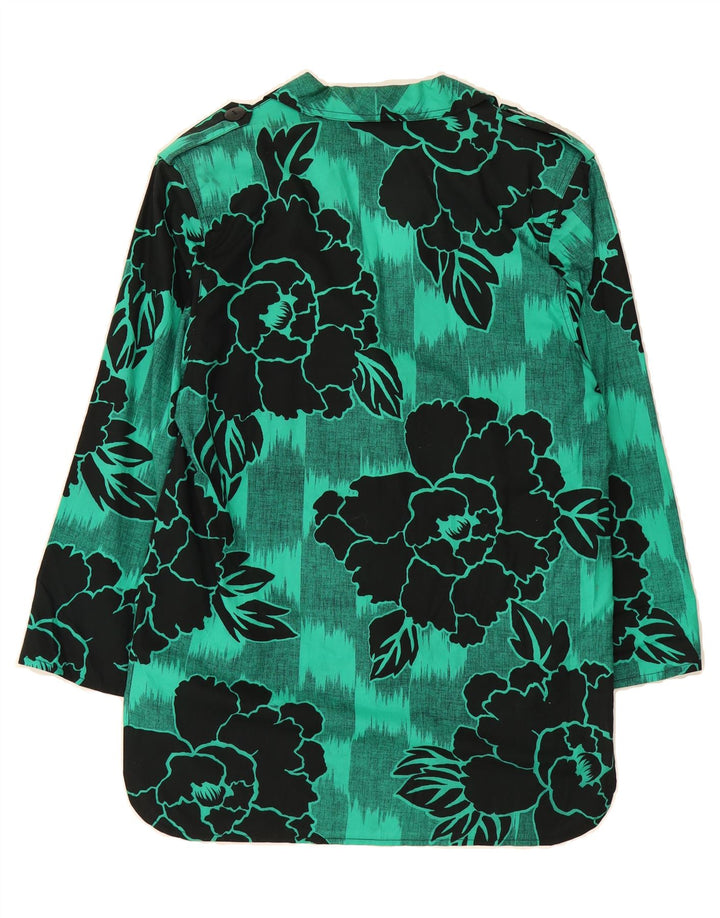 VINTAGE Womens 2 Button Blazer Jacket IT 44 Medium Green Floral Vintage Vintage and Second-Hand Vintage from Messina Hembry 