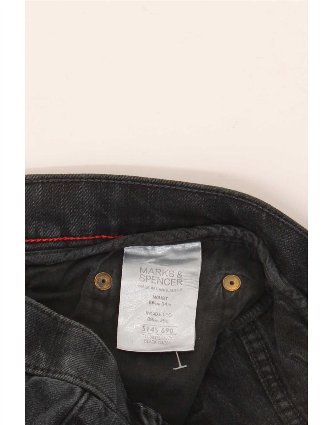 Jeans dritti Marks & Spencer da uomo blu Harbour W34 L35 cotone nero