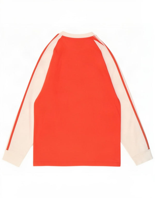 Top Adidas da uomo a maniche lunghe in cotone color block rosso medio