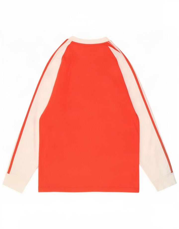 Top Adidas da uomo a maniche lunghe in cotone color block rosso medio