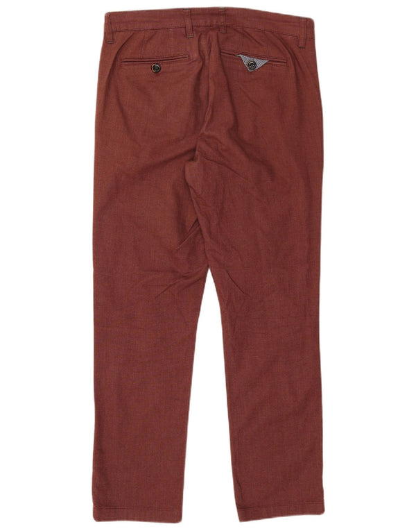 Pantaloni da abito dritti da uomo Ted Baker W32 L29 cotone bordeaux