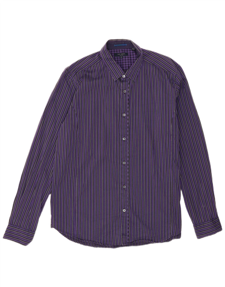 Camicia da uomo Ted Baker taglia 6 2XL cotone a righe viola