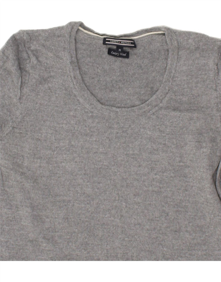TOMMY HILFIGER Womens Crew Neck Jumper Sweater UK 12 Medium Grey Wool | Vintage Tommy Hilfiger | Thrift | Second-Hand Tommy Hilfiger | Used Clothing | Messina Hembry 