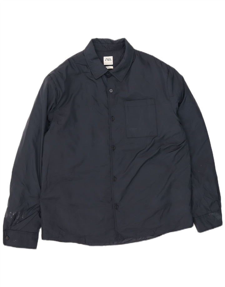 Giacca a vento da uomo Zara UK 42 XL poliestere blu navy