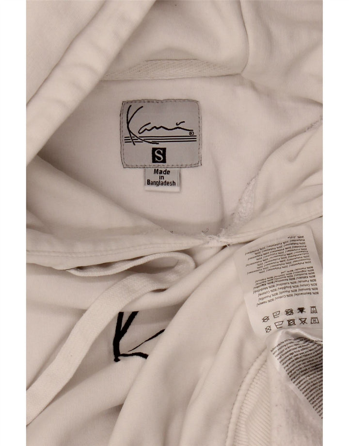 KARL KANI Felpa con cappuccio grafica da uomo ampia vestibilità piccola in cotone bianco