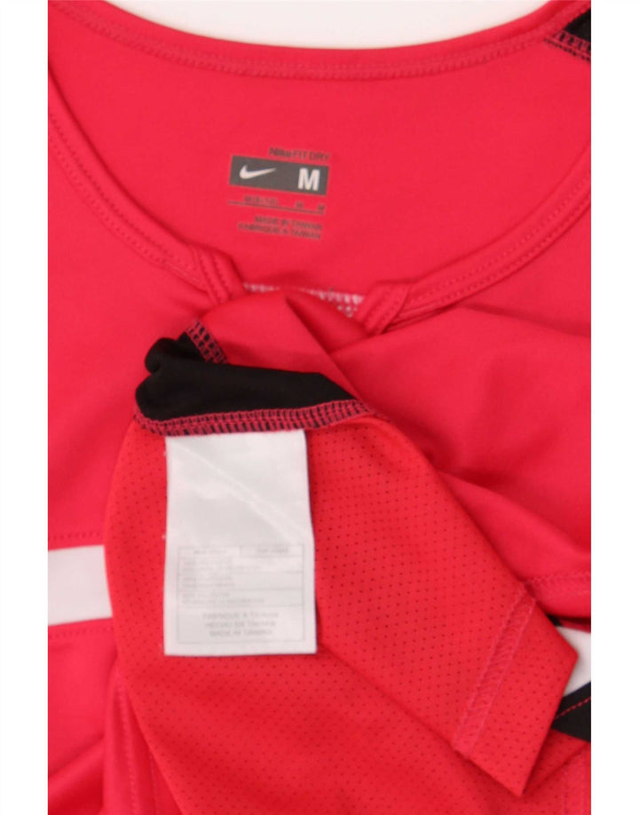 T-shirt Nike Dri Fit da donna US 8/10 Medium Red Colourblock in poliestere