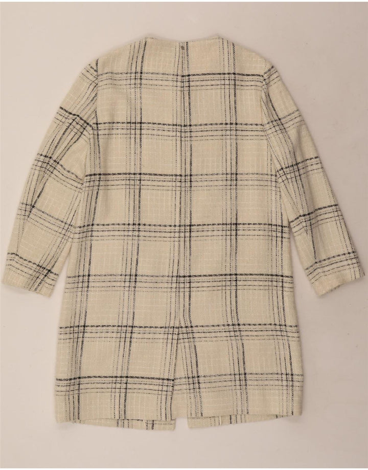 Cappotto da donna Ted Baker taglia 4 grande acrilico a quadri bianco sporco