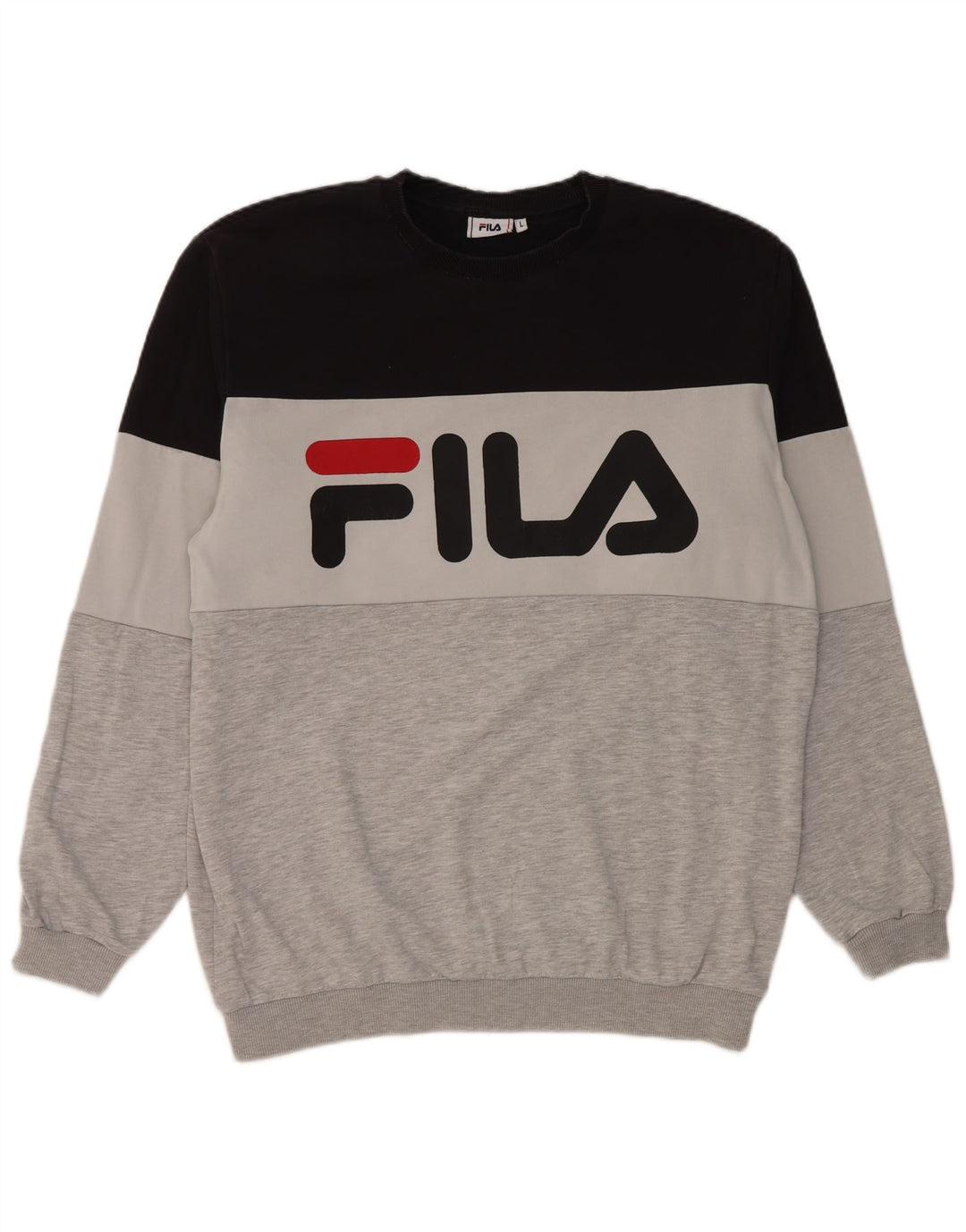 Fila Felpa grafica da uomo Maglione grande in cotone color block multicolore