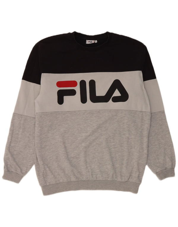 Fila Mens Graphic Sweatshirt Jumper Large Multicoloured Colourblock Cotton