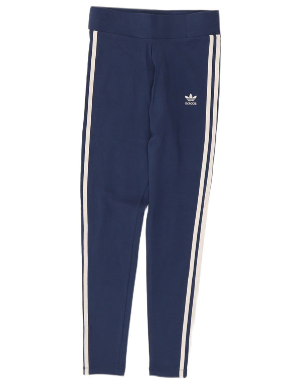 Leggings da donna ADIDAS UK 10 piccoli in cotone blu navy