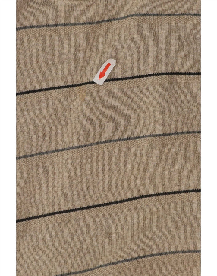 Maglione girocollo da uomo Blue Harbour, in cotone a righe beige di grandi dimensioni