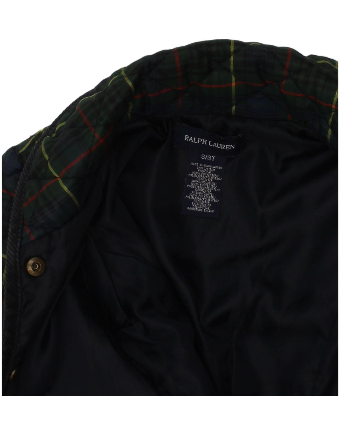 Giacca trapuntata per ragazze Ralph Lauren 2-3 anni in poliestere a quadri verdi