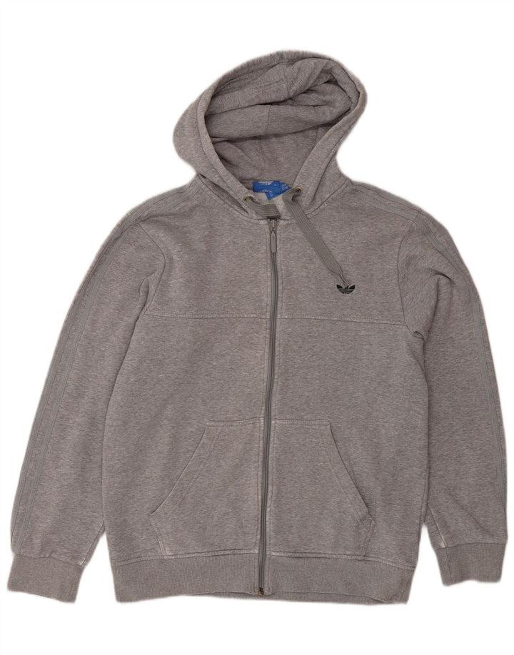 Maglione con cappuccio e zip Adidas da uomo in cotone grigio medio